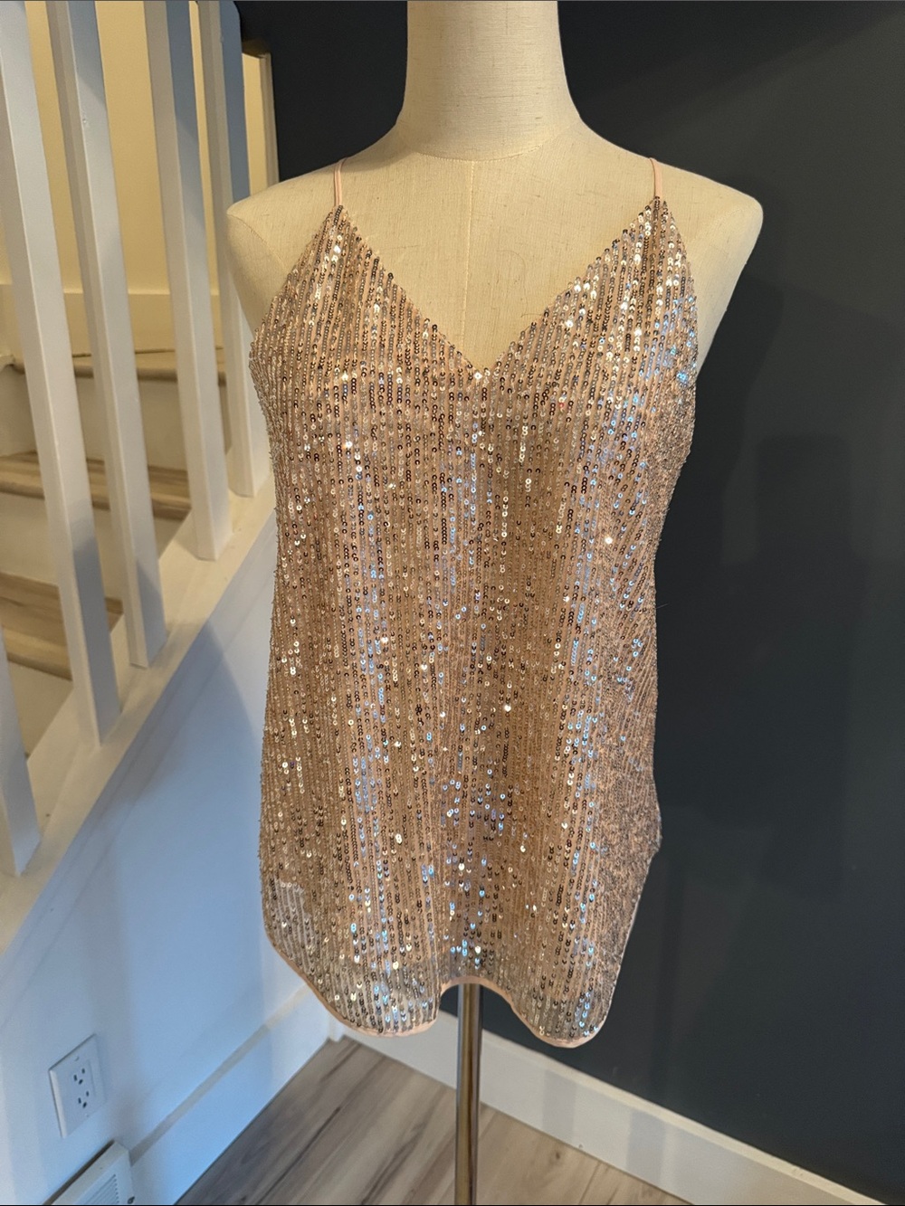 Loft by Anne Taylor. Sparkle halter tank. Blush pink. Size XS